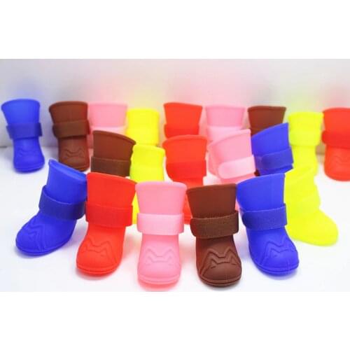 High quality 4pcs/set pet dog shoes soft and Non-slip pet waterproof shoes puppy dog rainy boot pet shoes dog rain boots XS-XL