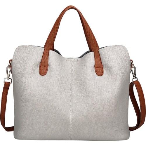 Women Handbag Leather Tote Big Bags Solid Luxury Brand Female Shoulder Bags Ladies Leather Handbags Large Hand Bag Drop Shipping