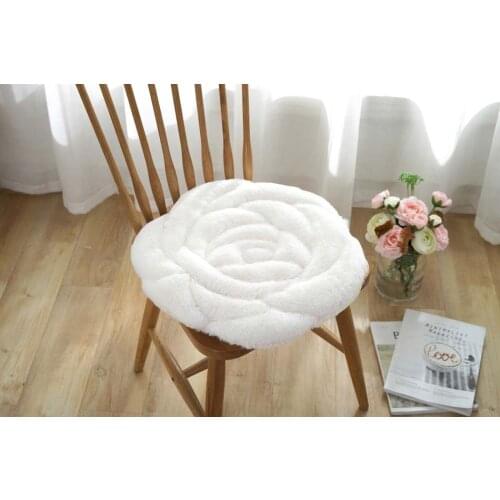 Rose Style Winter plush cushion Thick non-slip office chair seat cushion Round plush floor cushion 45x45cm