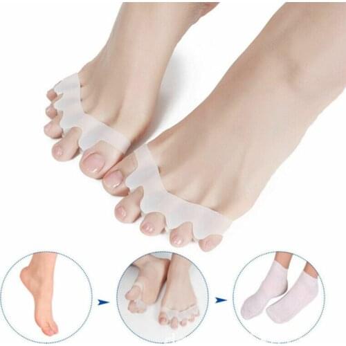 1Pair Silicone Toe Separators Straightener Toe Corrector Spacer Spreader Stretcher for Bunion Relief Hammer Toes Toe Correction