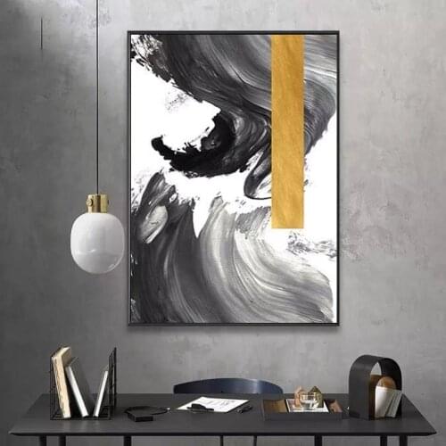 100% handpainted Gold Foil Modern Wall Art Pictures Canvas Oil Painting Wall Pictures For Living Room Decor Abstract Art Cuadros