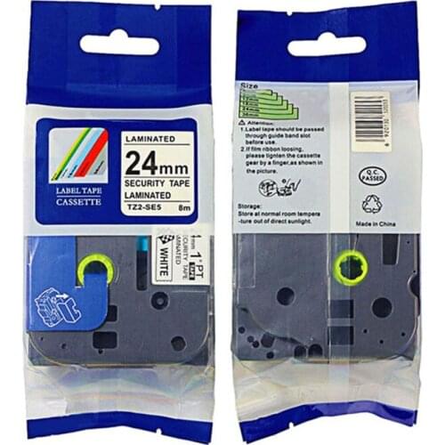 150pcs compatible tz security laminated tape TZe-SE5 TZ-SE5 tze se5 tz se5 Black on White 24mm label for Ptouch label printer