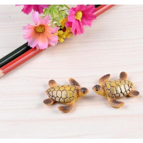 2Pcs Mini Sea Turtle Model Resin Turtle Figurines Fish Tank Decoration Fairy Garden Miniature DIY Terrarium Landscape Decoration