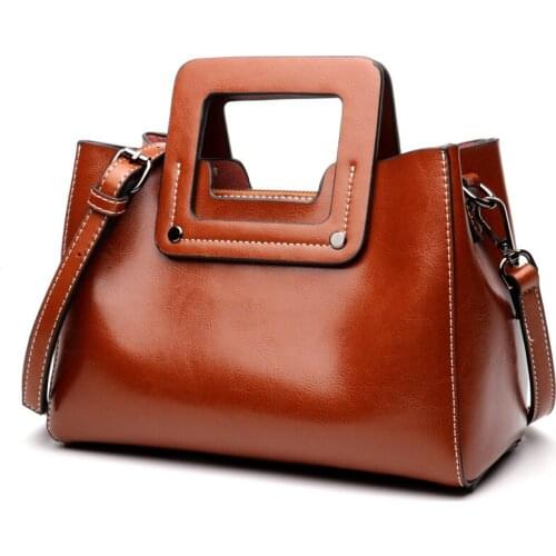 2020 vintage Genuine leather cow skin women small handbag solid strap shoulder bags