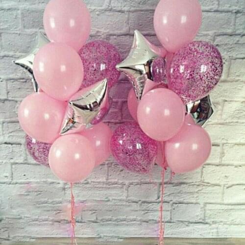 25pcs Pink Latex Balloons 12inch Silver Confetti Balloon Wedding Decoration Helium Air Balls Baby Shower Birthday Party Decor