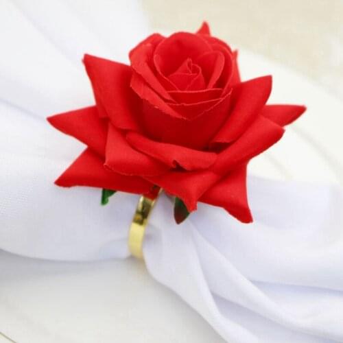 3PCS Simulated Rose Napkin Buckles Hotel Wedding Napkin Rings Napkin Decor Valentines Day Napkin Button