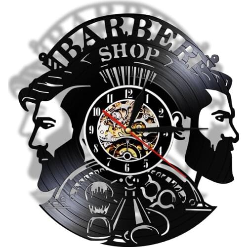 Barber Shop 3D Decorative Wall Art Clocks Vintage Vinyl Record Clock Wall Decor Man Fashion for Barber Salon Clocks