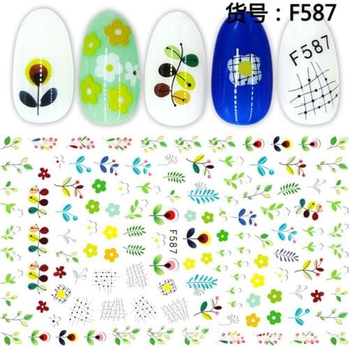 3D Nail Sticker Timbo FLower Leaf Slider Nails Art Decoration Wraps Decals Cute Design Adhesive Manicure Tips Stickers Pegatina