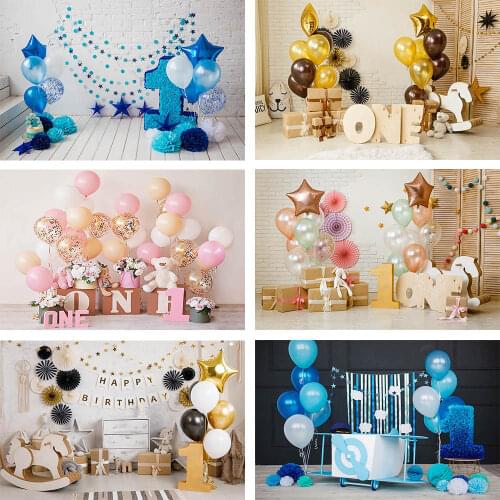 Avezano Photography Background 1st Birthday Party Balloons Flowers Baby Shower Decor Boy Or Girl Photo Backdrop For Photo Studio