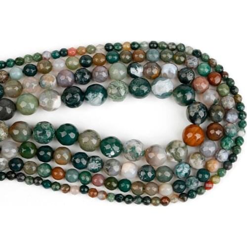 Free Shipping Round Faceted Indian Agat Beads Natural Stone Beads Loose Beads For Bracelet Making For Jewelry Making Strand 15"
