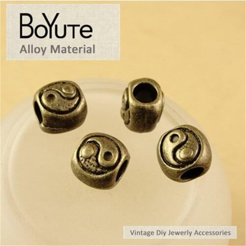BoYuTe (50 Pieces/Lot) 10*9*8MM Antique Bronze Plated Zinc Alloy Vintage Style Big Hole Gossip Beads Diy Jewelry Accessories