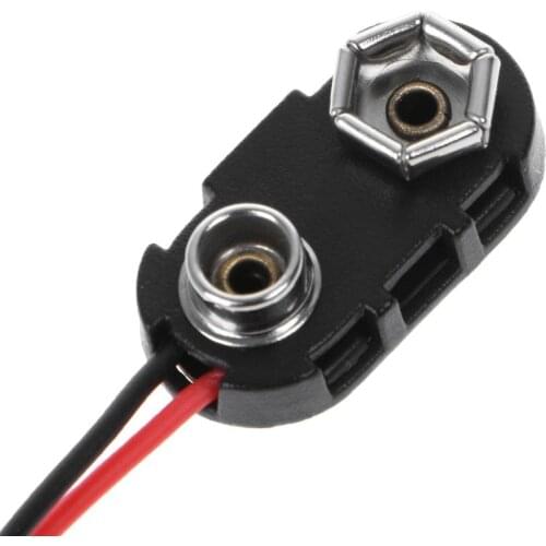 C1FB PP3 9V Battery Clip Connector I Type Tinned Wire Leads 150mm Black Red