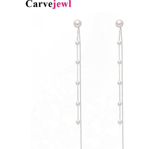 Carvejewl front back double sided long earrings Korea new design Fashion Jewelry Personality Temperament simulated pearl earring