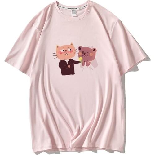 Oversized T Shirt Kawaii Cat Letter Print XS-3XL Womens Tshirt Cotton O Neck Short Sleeve Summer T-shirt for Women Graphic Tees