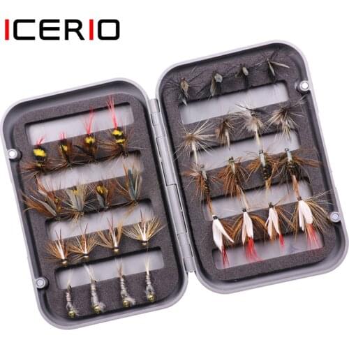 ICERIO Trout Fly Fishing Assorted Flies Kit 32pcs/box Nymph Dry Wet Flies Fishing Fly Lure Bait