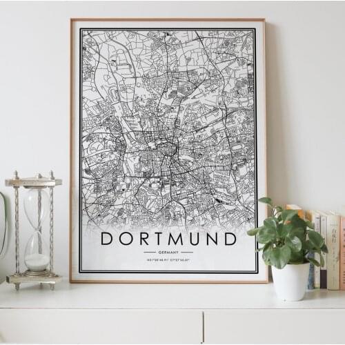 DORTMUND city map Nordic Living Room Decoration Canvas Poster Modern Home Decor Art Print Painting
