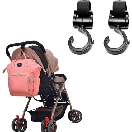 2 PCS/LOT Baby Stroller Hook Multifunction Baby Stroller Black Plastic Diaper Bag Hanging Accessories Pram Rotate 360 Cart Hook