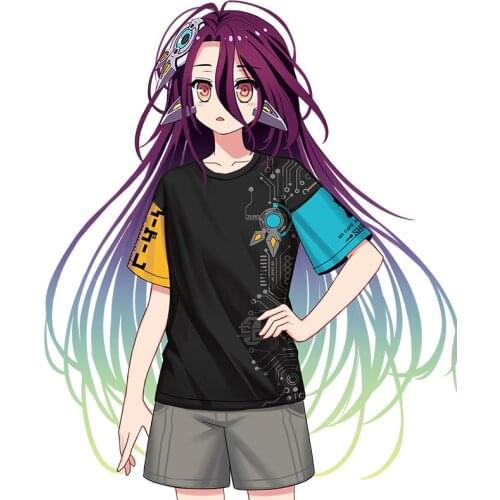 Anime Cosplay No Game No Life Costume Schwi Dola Summer Breathable Mesh T Shirt 3d Loose Short Sleeve Top Men Women Clothes