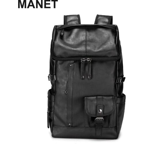 MANET Leather Plaid Designer Backpack Men Large Capacity Outdoor Travel Backpack Laptop School Bags For Men Bagpack Mochila 2021