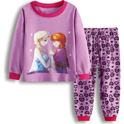 Cartoon Baby Girl Clothes Princess Elsa Frozen Childrens Suit Comfortable Pajamas At-home Wear Childrens Clothes At Home