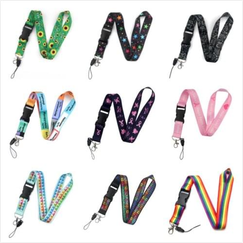 Cartoon Sunflower Star Avocado Lanyard Keys Phone Holder Funny Neck Strap Keyring DIY Remove Buckle Lanyard