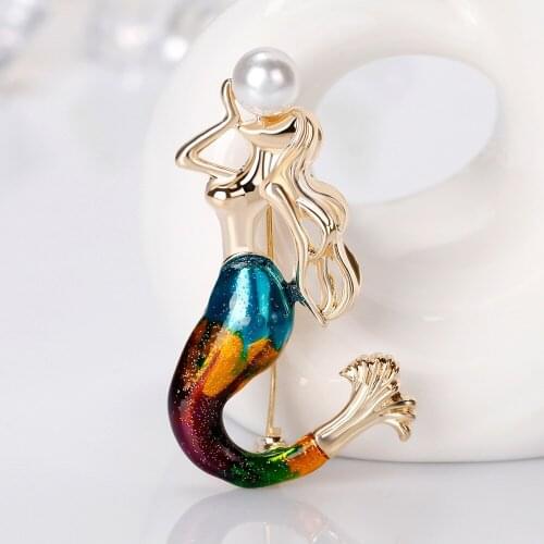 New European and American fashion accessories, personalized painted oil dripping mermaid corsage