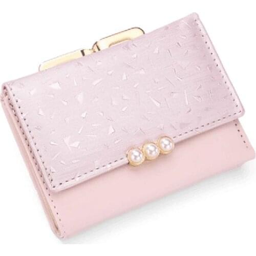 New Short Elegant Womens Clutch Wallet Fashion Plain PU Leather Candy Color Tri-Fold Small Card Package Student Coin Purse B164