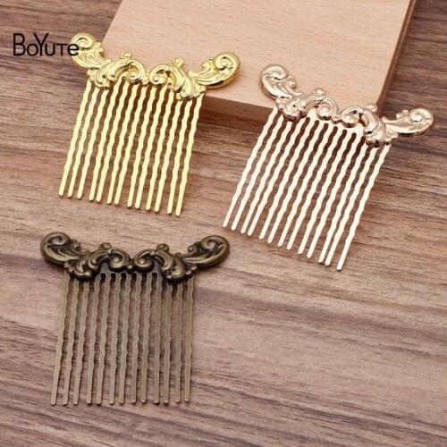 BoYuTe Wholesale (10 Pieces/Lot) 62*62MM Metal Brass Filigree Flower Hair Comb Tiara Diy Bridal Wedding Hair Jewelry Accessories