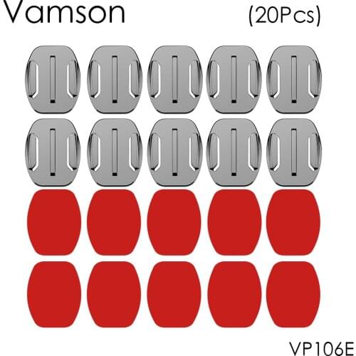 Vamson 20Pcs Flat Surface Base Mount with 3M VHB Adhesive Stickers for Gopro Hero 5 4 3 for SJ4000 for Eken Accessories VP106E