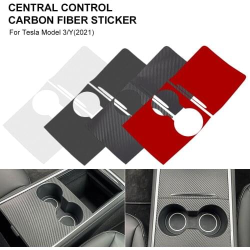 Center Console Cover PVC Sticker Carbon Fiber Gloss Matte Black Anti Scratch Control Panel for 2021 Tesla Model 3 Model Y