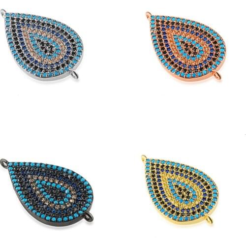 Luxury Jewelry 15.5×28.1mm Charm Unlimited Four-color Leaf Zircon Jewelry Accessory Connector DIY Bracelet Necklace