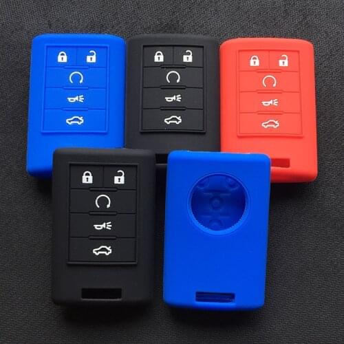 Silicone Car Key Cover Case shell for Cadillac CTS kigoauto STS XTS ATS SLS SRX Round Logo 5button Smart Key