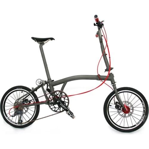 Titanium Alloy Folding Bike Titanium Alloy Iron Gray 16inch 8 Speed Folding Bike