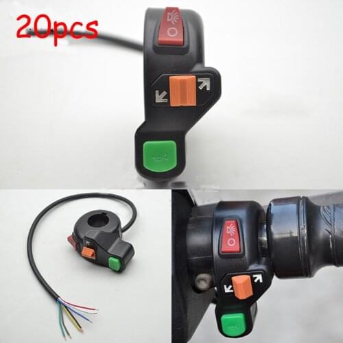 Youwinme 20pcs Universal Motorcycle ATV Scooter Switches 7/8" 22mm 3 in1 Handlebars Switch Horn Turn Signals Light On/Off Button
