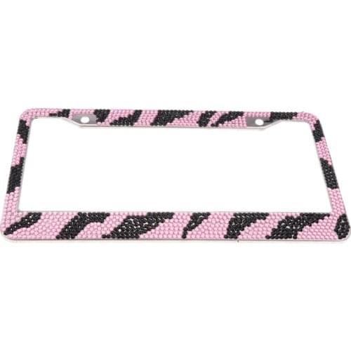 High Quality Crystal Leopard Cheetah Bling Metal License Plate Frame