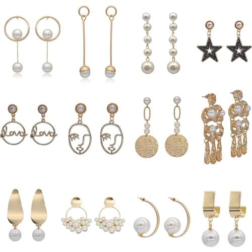 Yumfeel Brand Fashion Jewelry Pearl Earrings Metal Imitation Pearl Drop Earrings Women