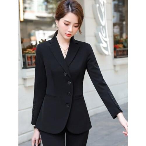Ladies Office Work Wear Elegant Black Long Sleeve Blazers Jackets Coat for Women Business OL Styles Blaser Outwear Clothes Tops