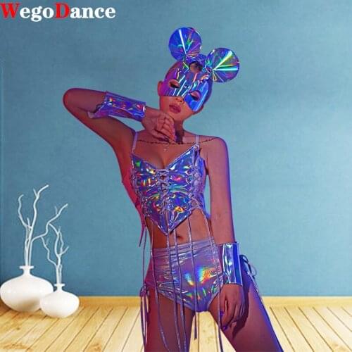 New Shiny Metallic PU Leather Sexy Bodysuit for Women Elastic Backless Luster Laser Fabric