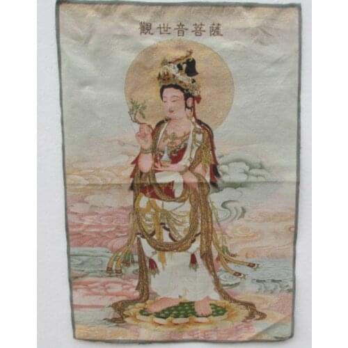 Golden silk embroidery thangka Tibet and Nepal The goddess guanyin bodhisattva
