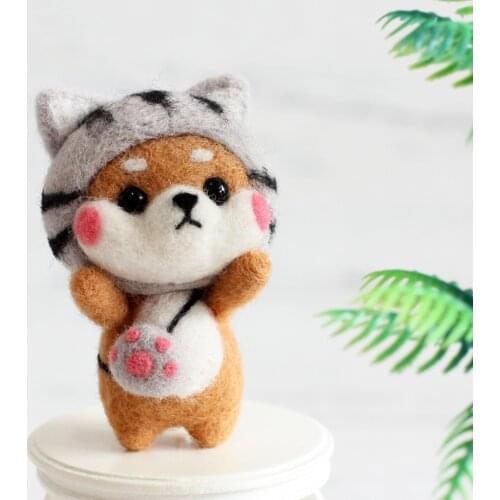 1Set DIY Cute Animal Toy Doll Wool Felt Poked Kitting Non-Finished Handcarft Wool Felting Material Wool Felt DIY Bag