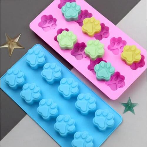 10-cavity cartoon cat paw and bear paw chocolate mold jelly mold small biscuit mold food grade