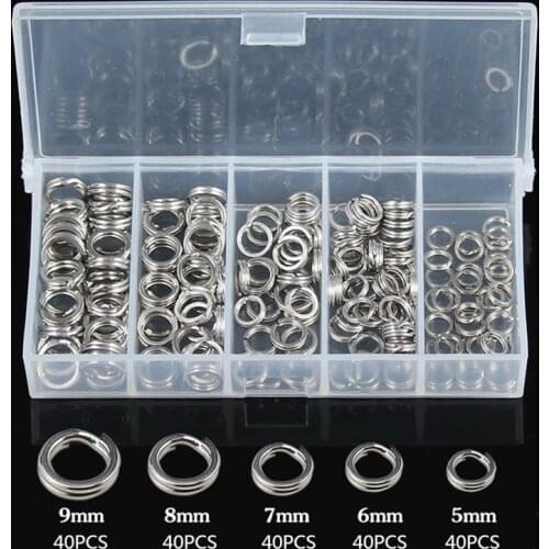 200pcs Stainless Steel Fishing Split Rings Double Loop Connectors O Circle Small Rings For Fishing Lures In 5 Size
