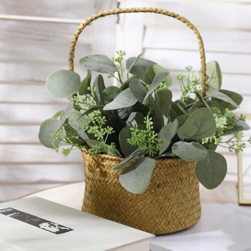 7pc Artificial Eucalyptus Leaves Stems Eucalipto Branches Artificial Plants for Floral Bouquets Wedding Holiday Greenery Decor