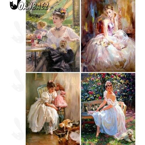Diamond Painting Abstract Retro 5D Diy Beauty Mosaic Imitation Oil Painting Cross Stitch Sticker Diamond Character Embroidery