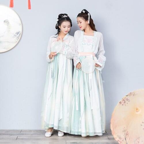 Free shipping hanfu han elements daily double-breasted waist chest embroidery suit class loading stage performance clothing
