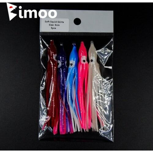 Bimoo 100bags=500pcs 9cm Soft Squid Skirts Wholesale Individual Package Luminous Customized Color Available