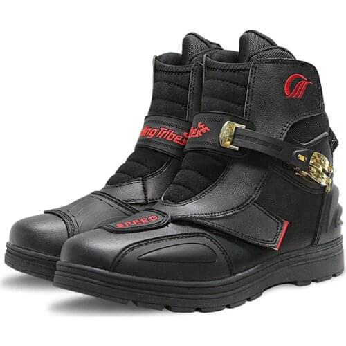 SPEED Road Motorcycle Boots Moto Shoes Motorbike Riding Racing Motocross MX Boots Ankle Joint Protective Gear BLACK RED WHITE