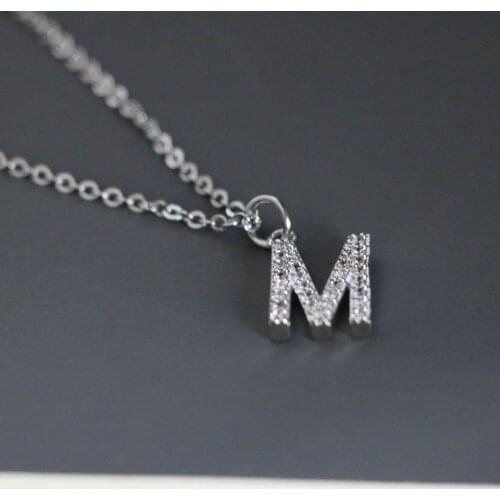 High Quality Alphabet Gold Color Big A-Z Letter Pendants Necklaces Zircon Crystal 26 Initial collares Stainless Steel Chain