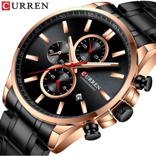 New CURREN Top Brand Luxury Mens Watches with Chronograph Male Clock Steel Sports Watch Men Quartz Wristwatch Relogio Masculino