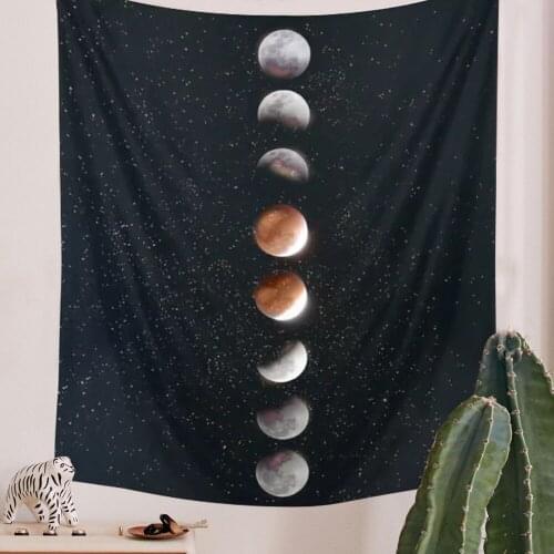Black White Moon Phase Tapestry Wall Hanging Tarot Moon Wall Tapestry Celestial Tapestries Hippie Psychedelic Dorm Decor
